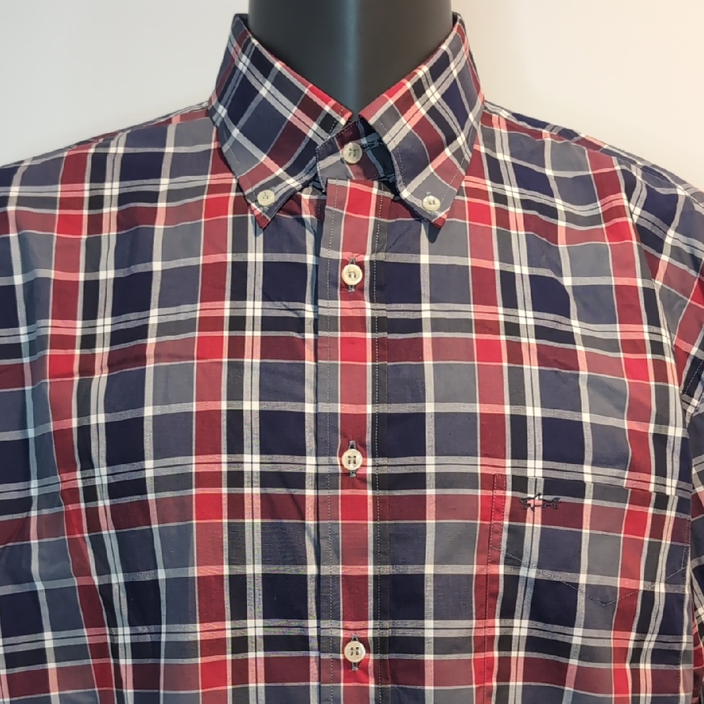 Paul & Shark Navy Blue Plaid Button-Down Shirt
